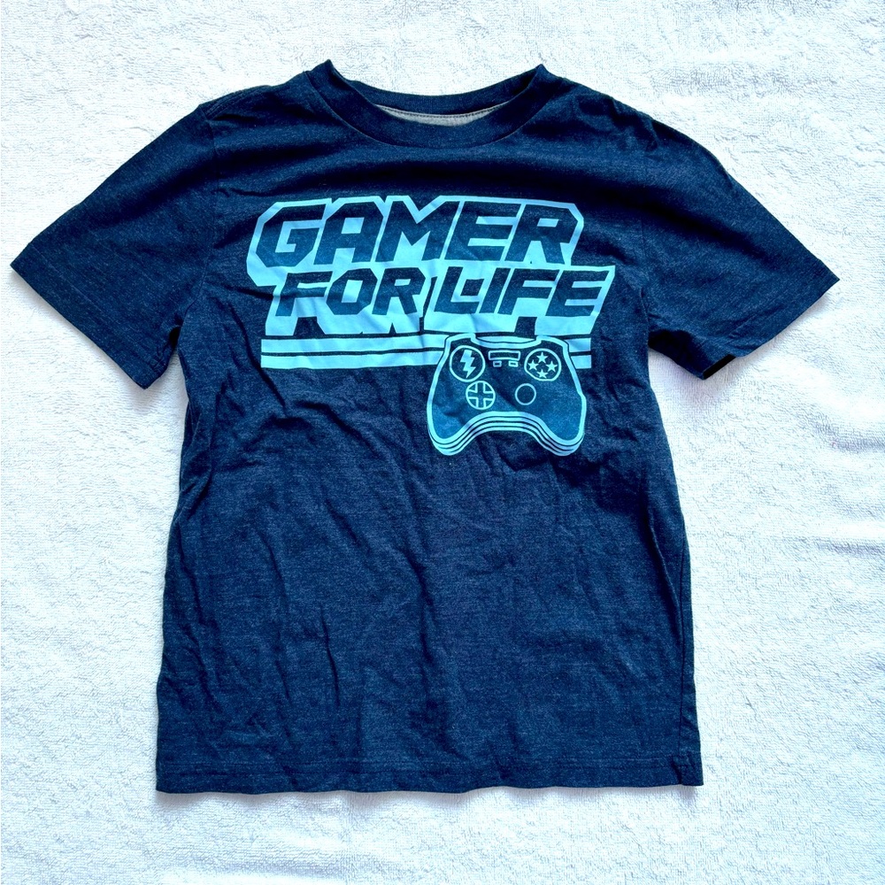 Blue T-Shirt With Print GAMER FOR LIFE - NEVER WORN Small